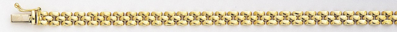 14k Gold 3 Row 5mm Panther Bracelet 7.5 Inches